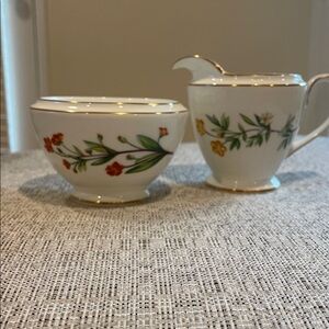 Bone China Floral Creamer and Sugar Bowl Set